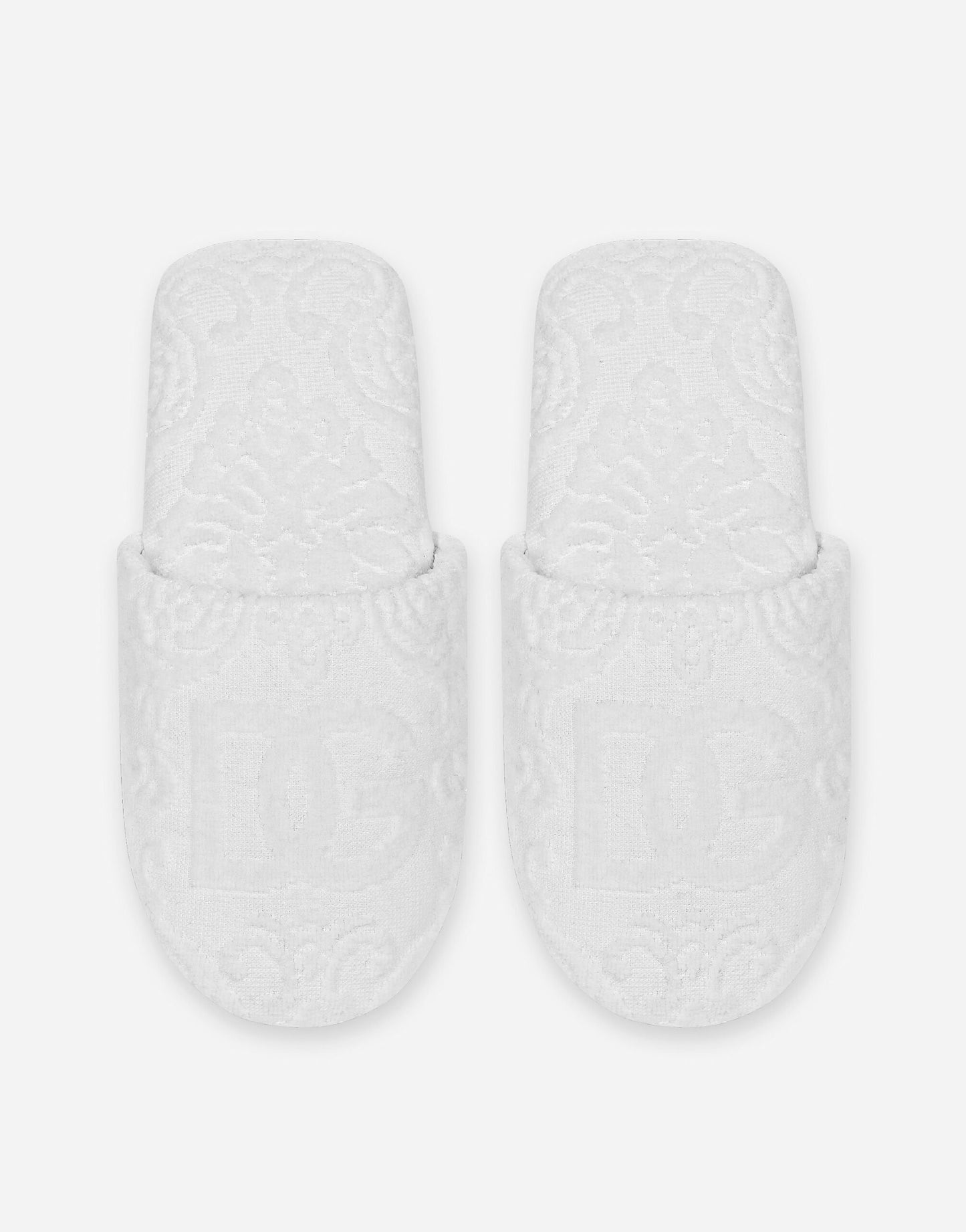 Dolce & Gabbana Casa DG Logo Jacquard Slippers in White