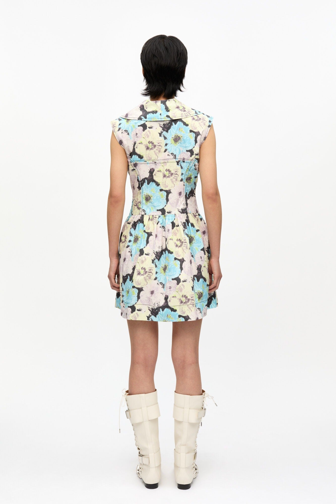 Ganni Printed Cotton Mini Dress in Multicolor