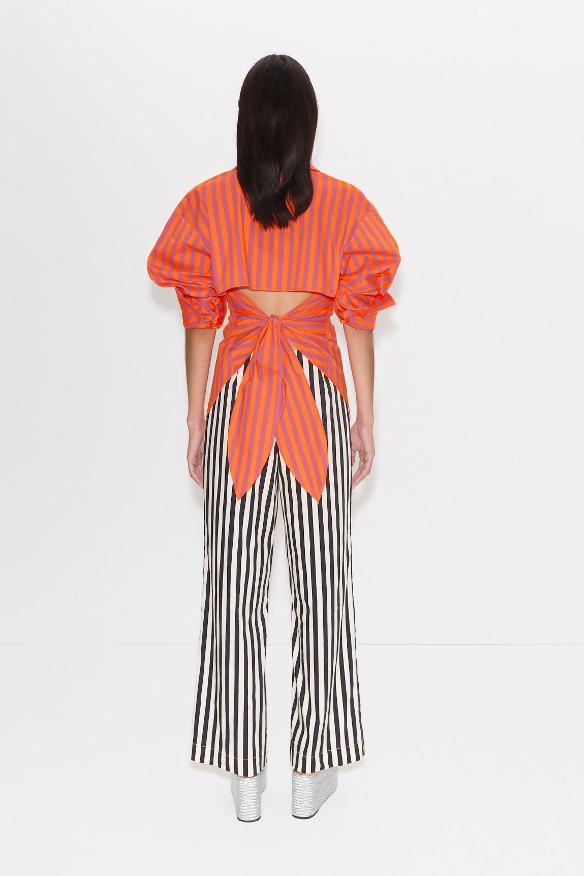 Simon Miller Pia Poplin Pant in Black/White Stripe