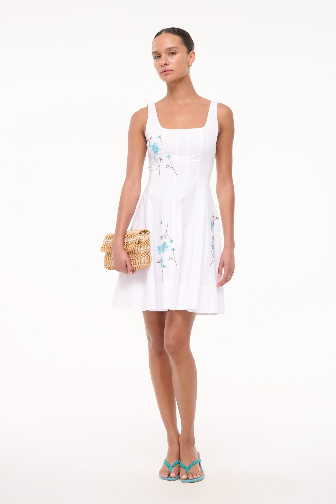 Staud Wells Mini Dress in Dandelion White