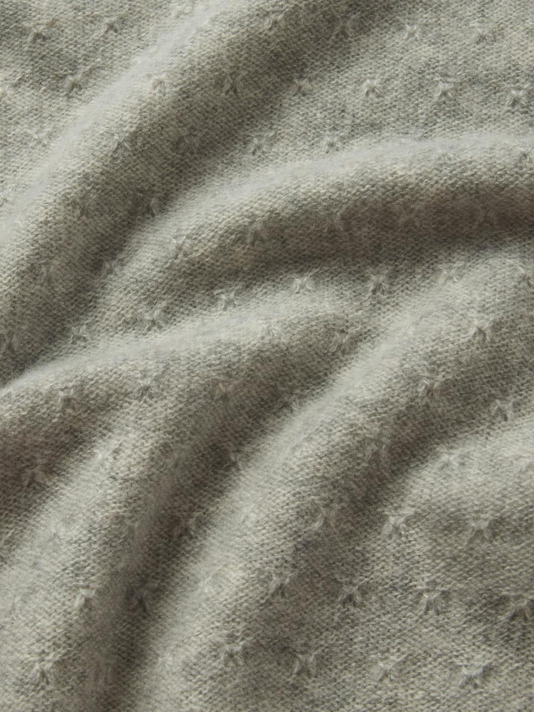 Frame Pointelle Puff Sleeve Sweater in Light Heather Grey