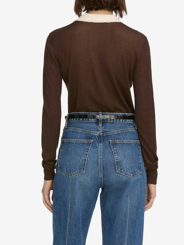 Frame Two Tone Polo in Coffee Multi
