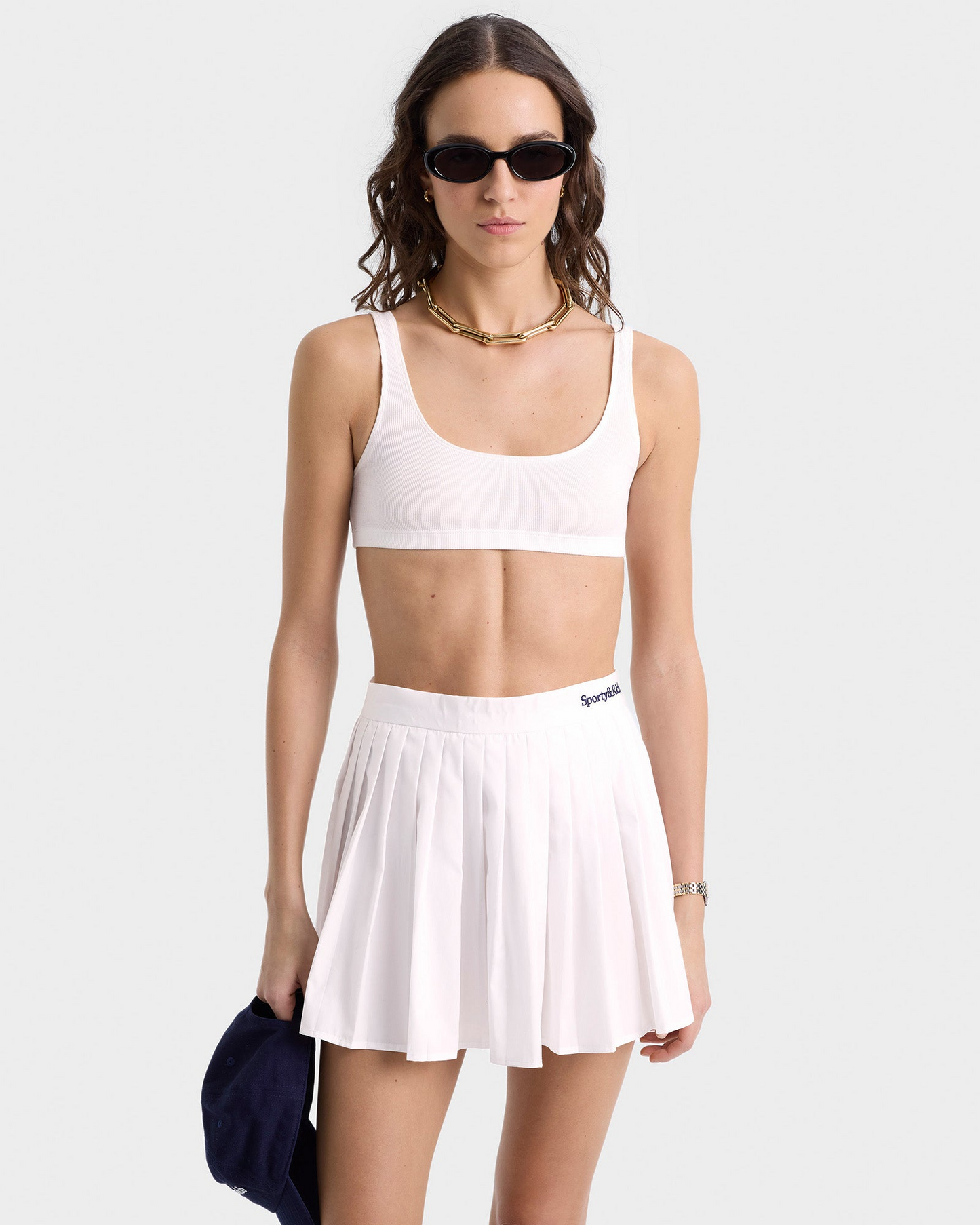 Sporty & Rich Serif Logo Anae Skirt in White