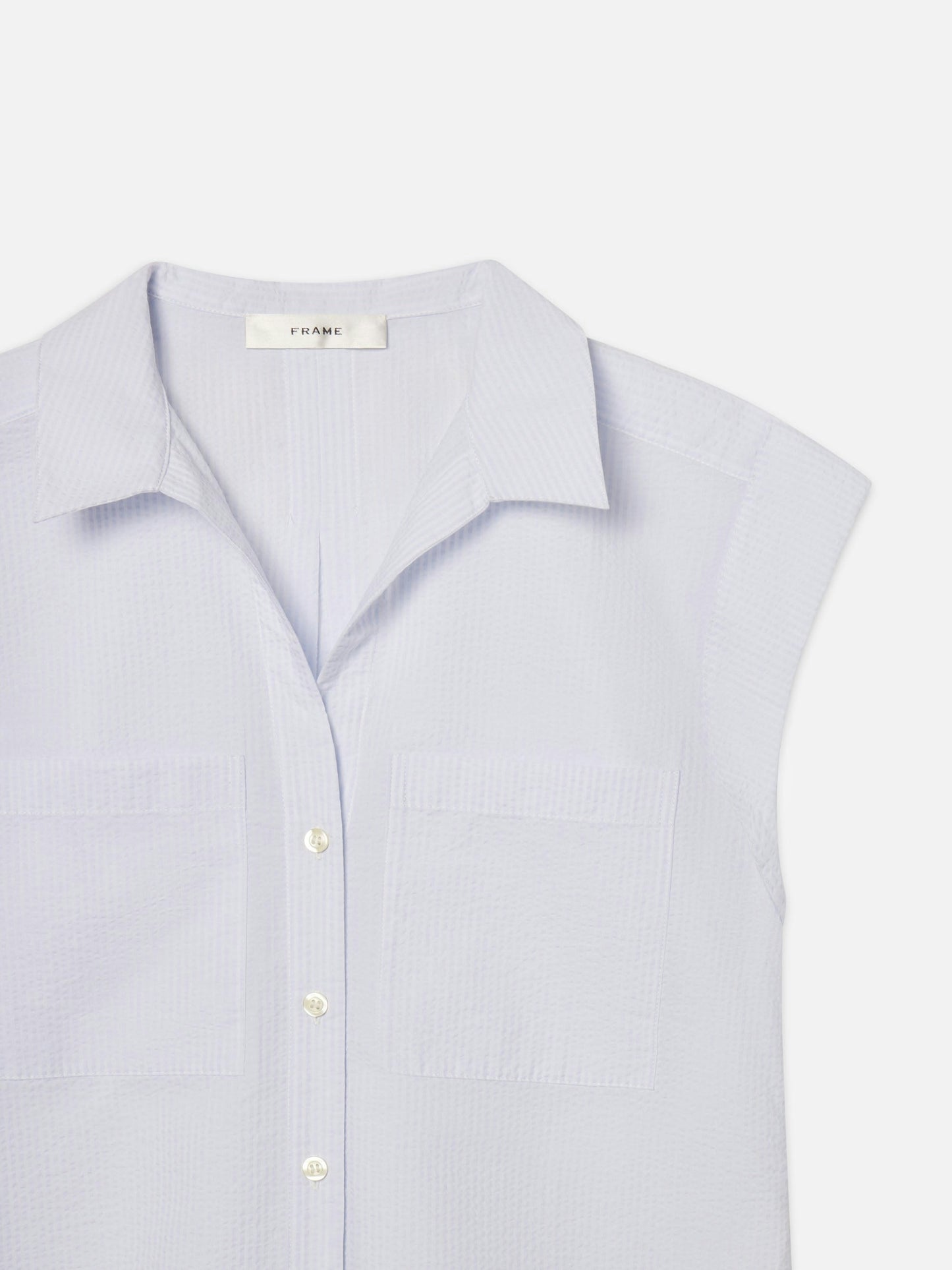 Frame The Seersucker Leisure Shirt in Light Chambray Multi