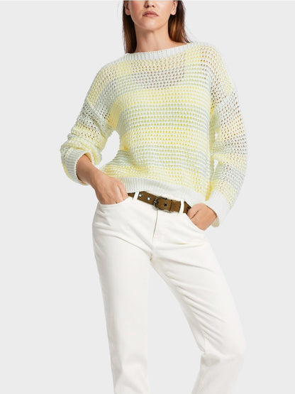 Marc Cain Stripe Chunky Sweater in Off-White