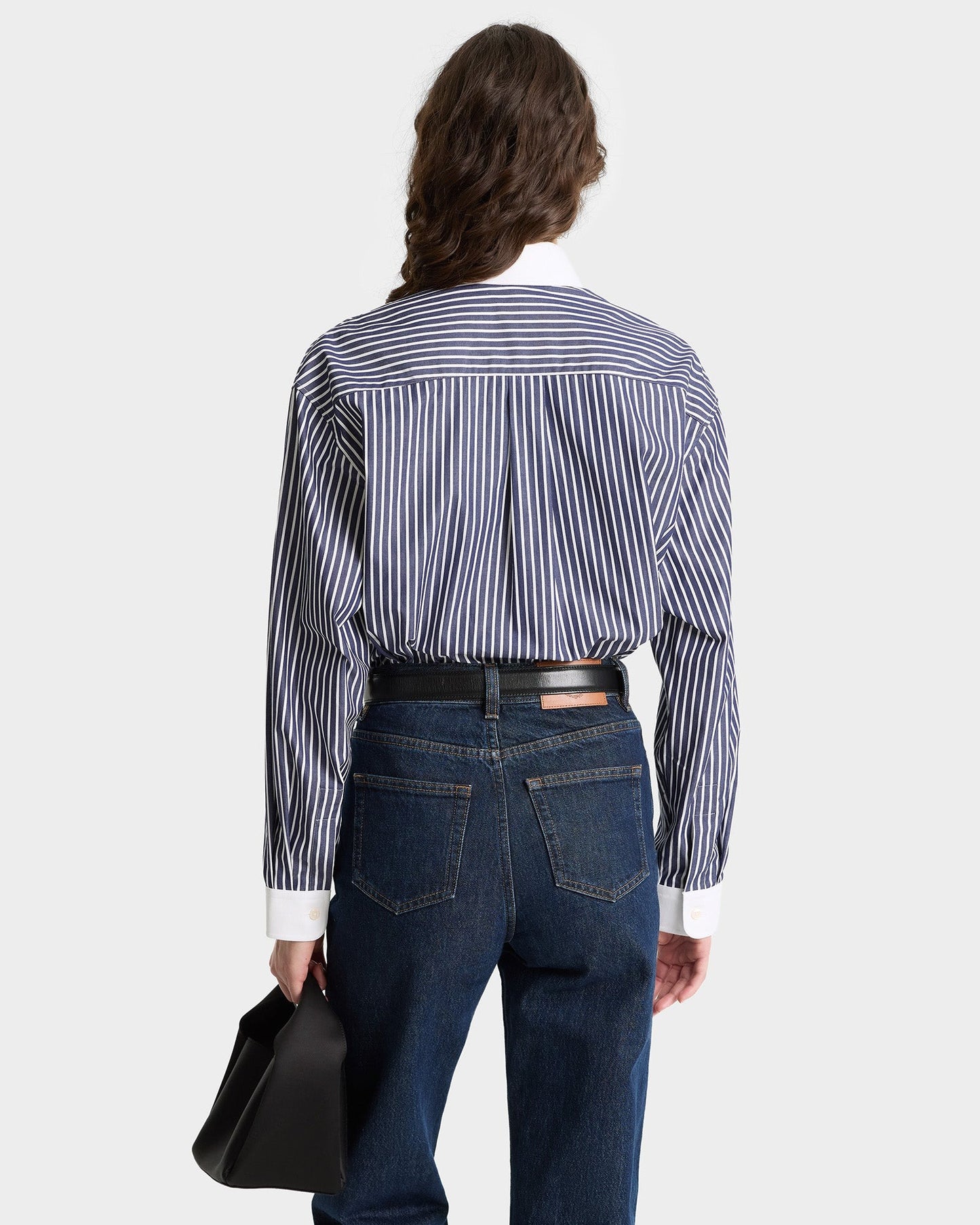 Sporty & Rich Vendome Oversized Shirt in Blue Striped