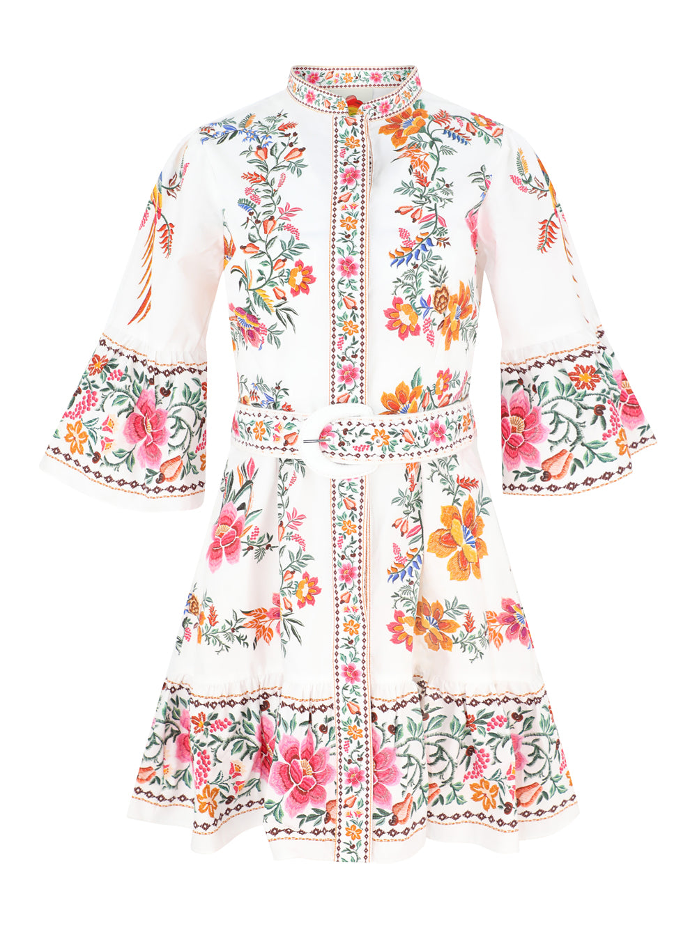 farm rio white mini dress Farm Rio Mini Dress in Delicate Forest Scarves Off-White