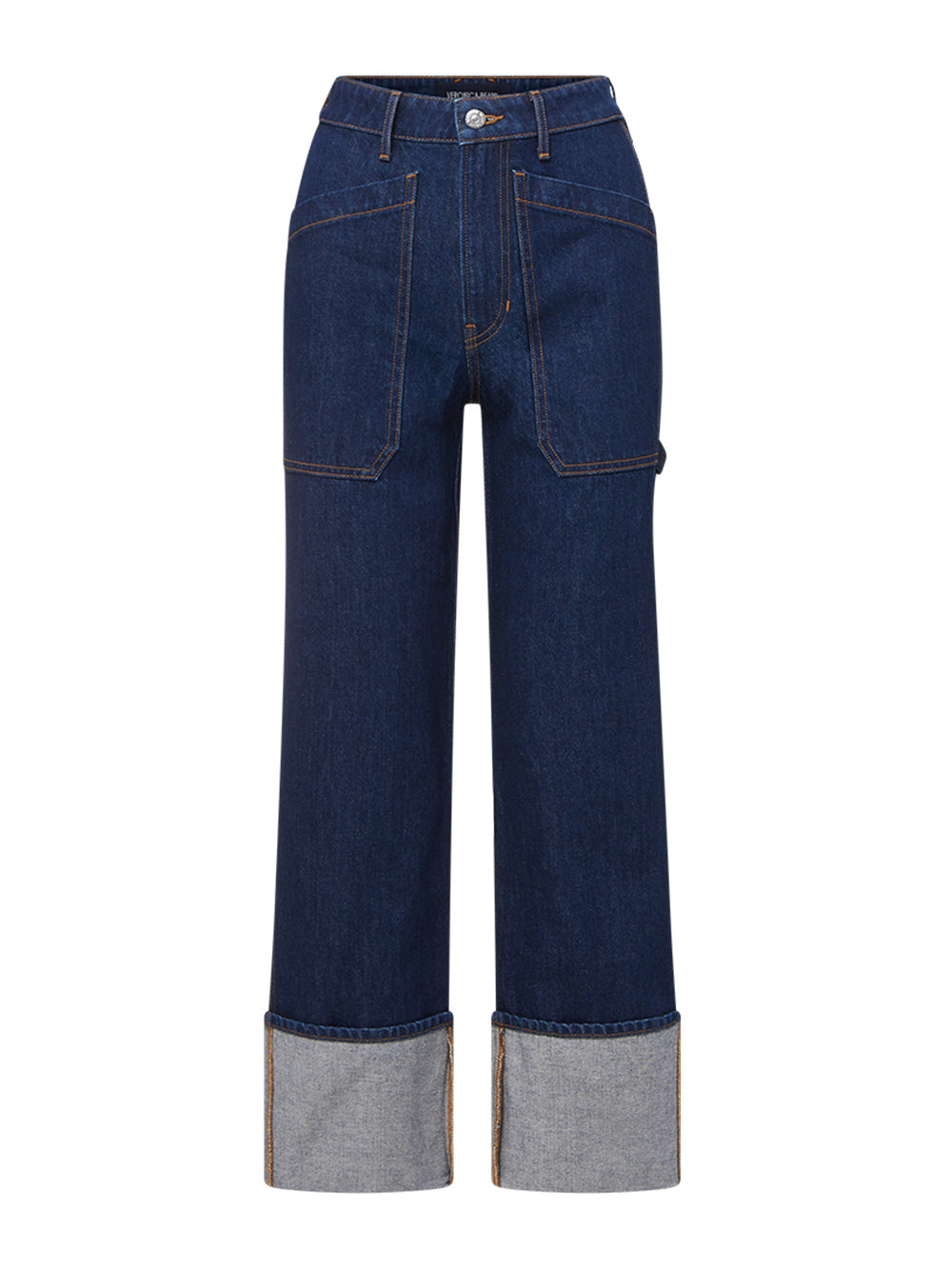 Veronica Beard Dylan Cuffed Cargo Straight-Leg Jean in Indigo