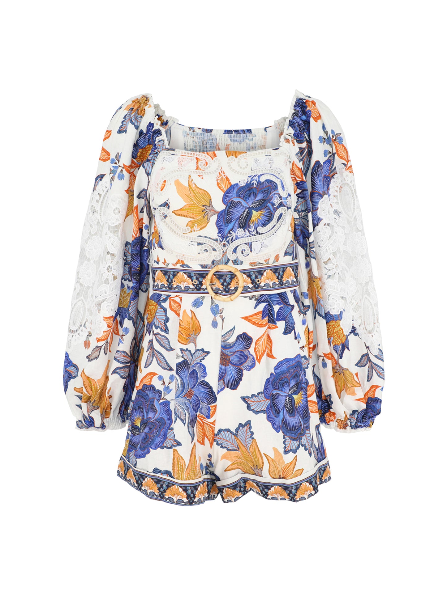 Farm Rio Romper in Summer Flowers-Off White