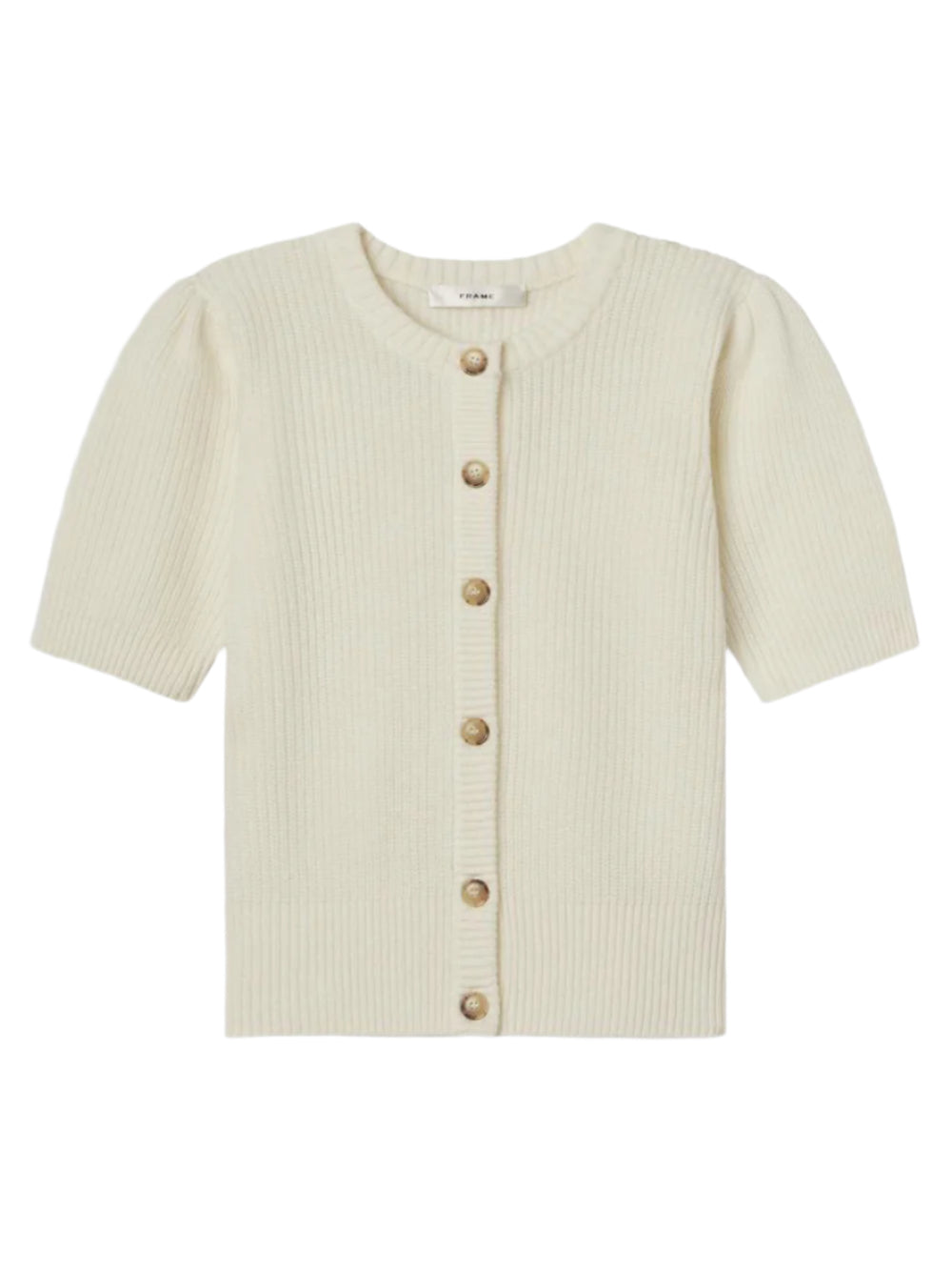 Frame Shrunken Short Sleeve Cardi in Cream