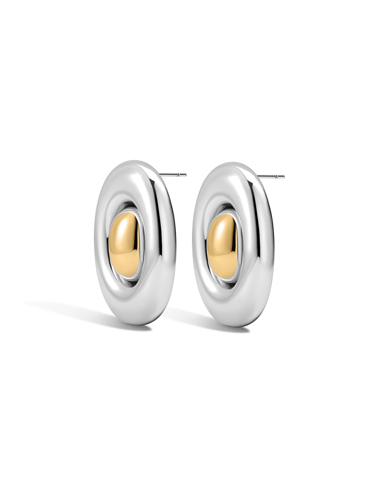 Luv AJ Two-Tone Chrome Orb Statement Studs (More Colors)