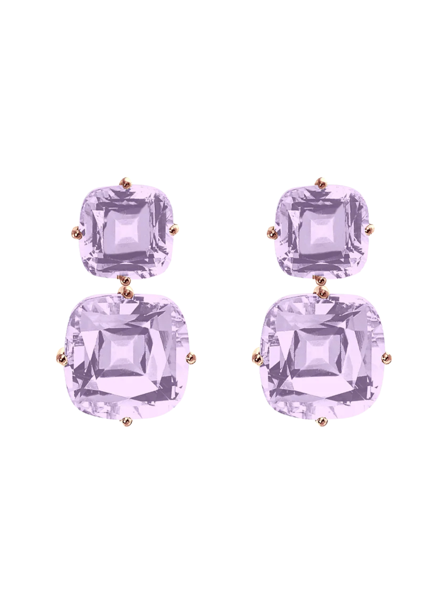 Goshwara The Gossip Collection Double Cushion Drop Earrings in Lavender Amethyst