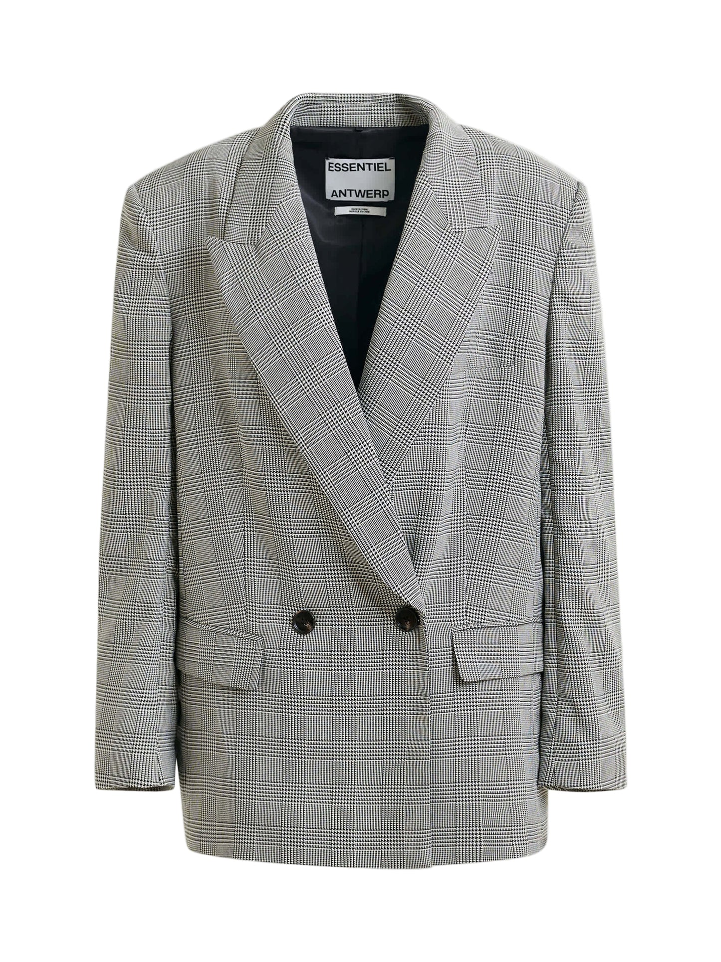 Essentiel Antwerp Ipursuit Double-Breasted Blazer in Black/Gray