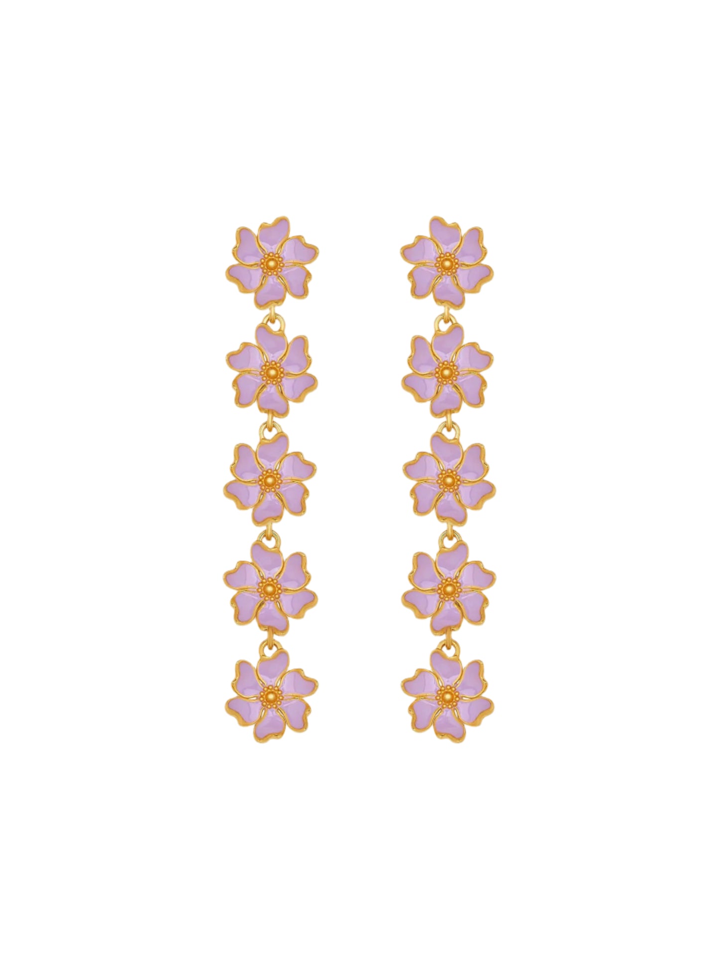 Oscar De La Renta Cherry Blossoms 5 Drop Earrings in Lavender