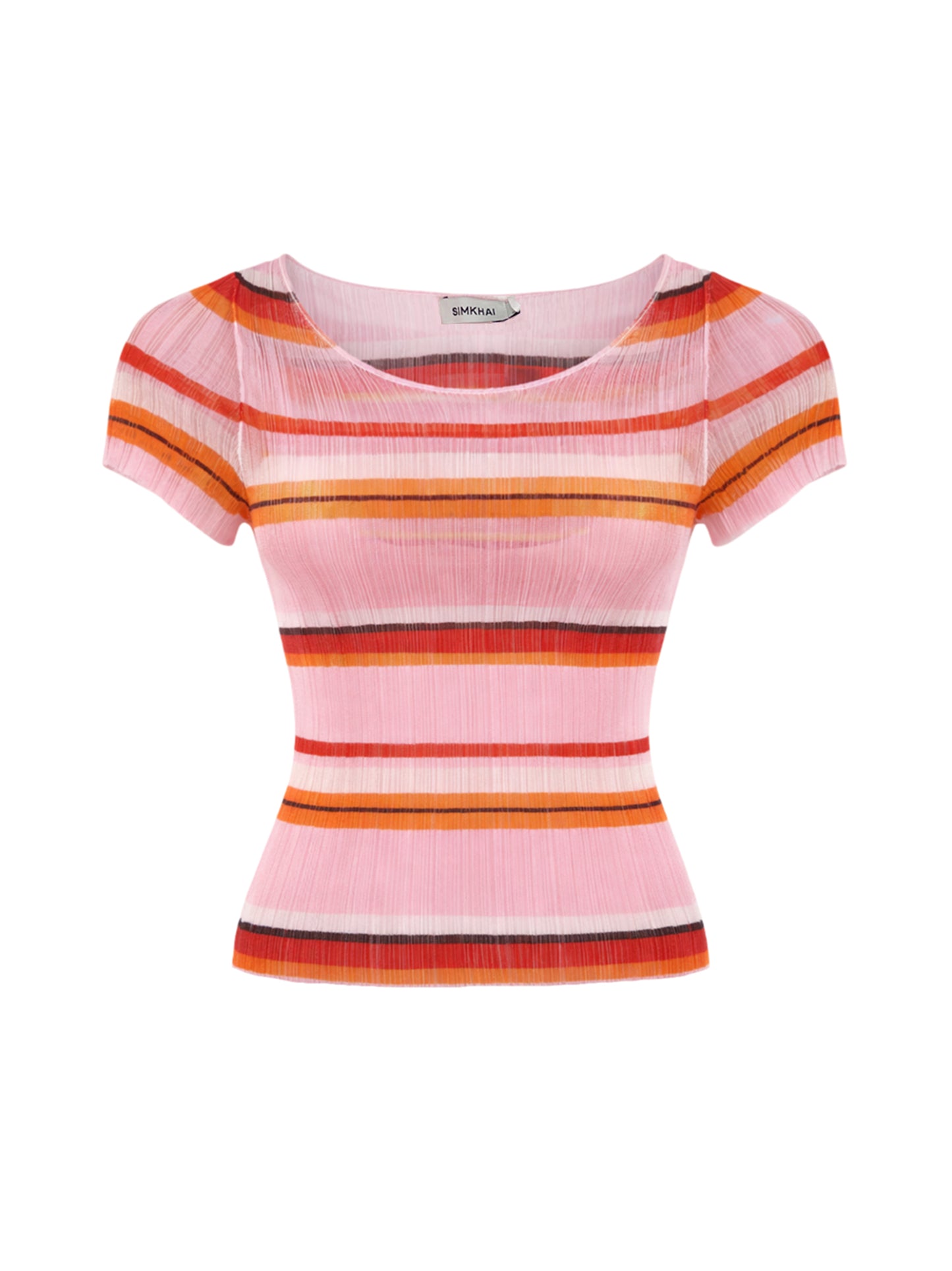 Simkhai Knox Plisse Top in Blossom Stripe