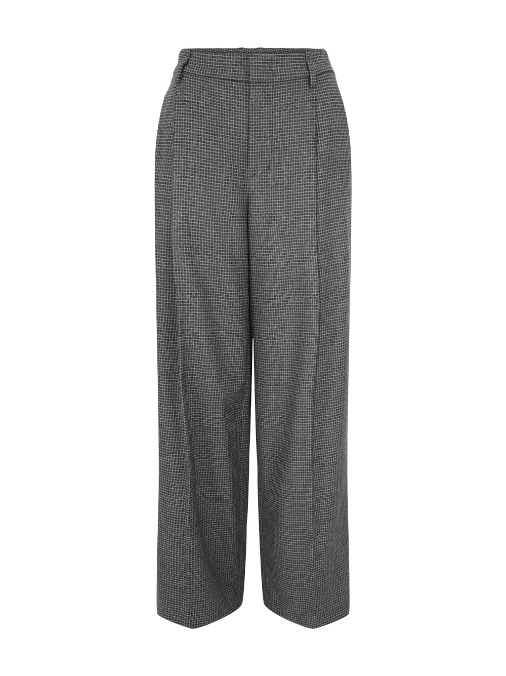 Vince High-Waist Microcheck Wide Leg Trouser in Micro Check