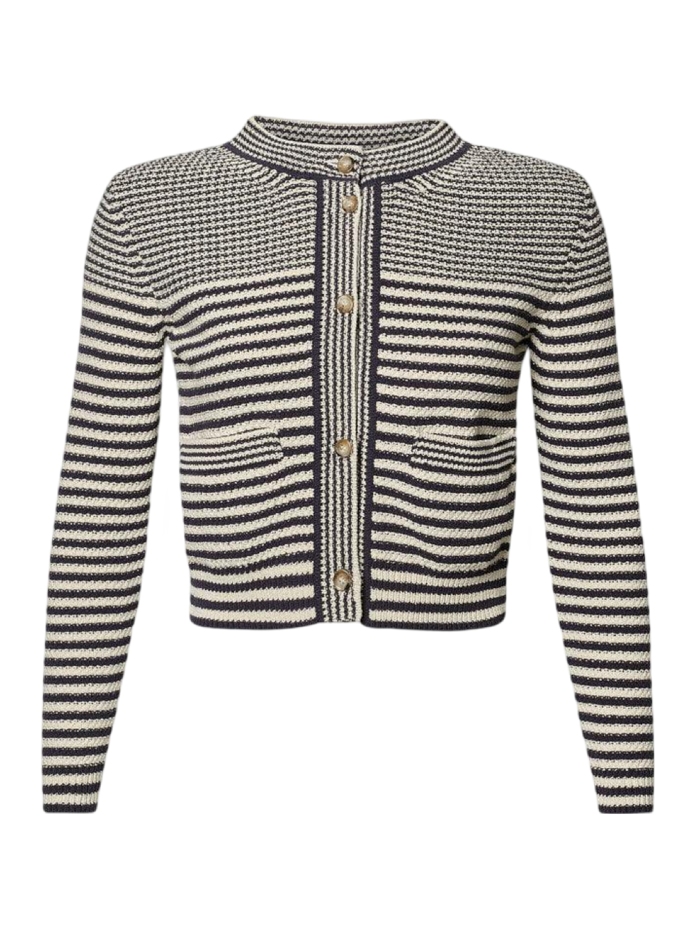 Frame Compact Stripe Cardigan in Navy Multi