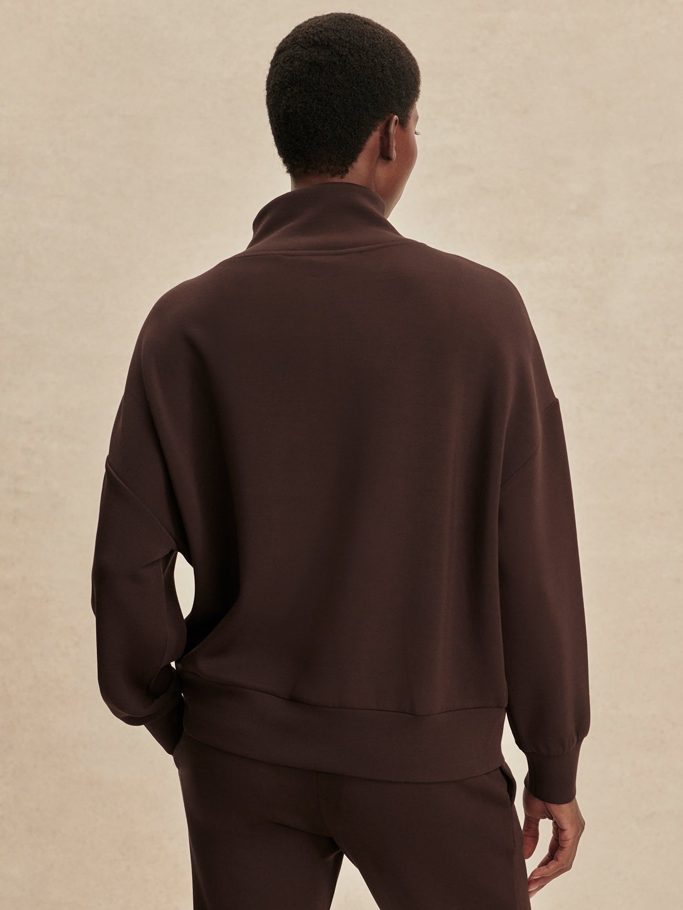 Varley Hawley Half Zip Sweat in Coffee Bean