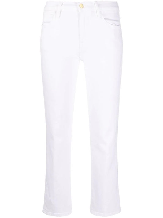 Frame Le High Straight Jean in Blanc