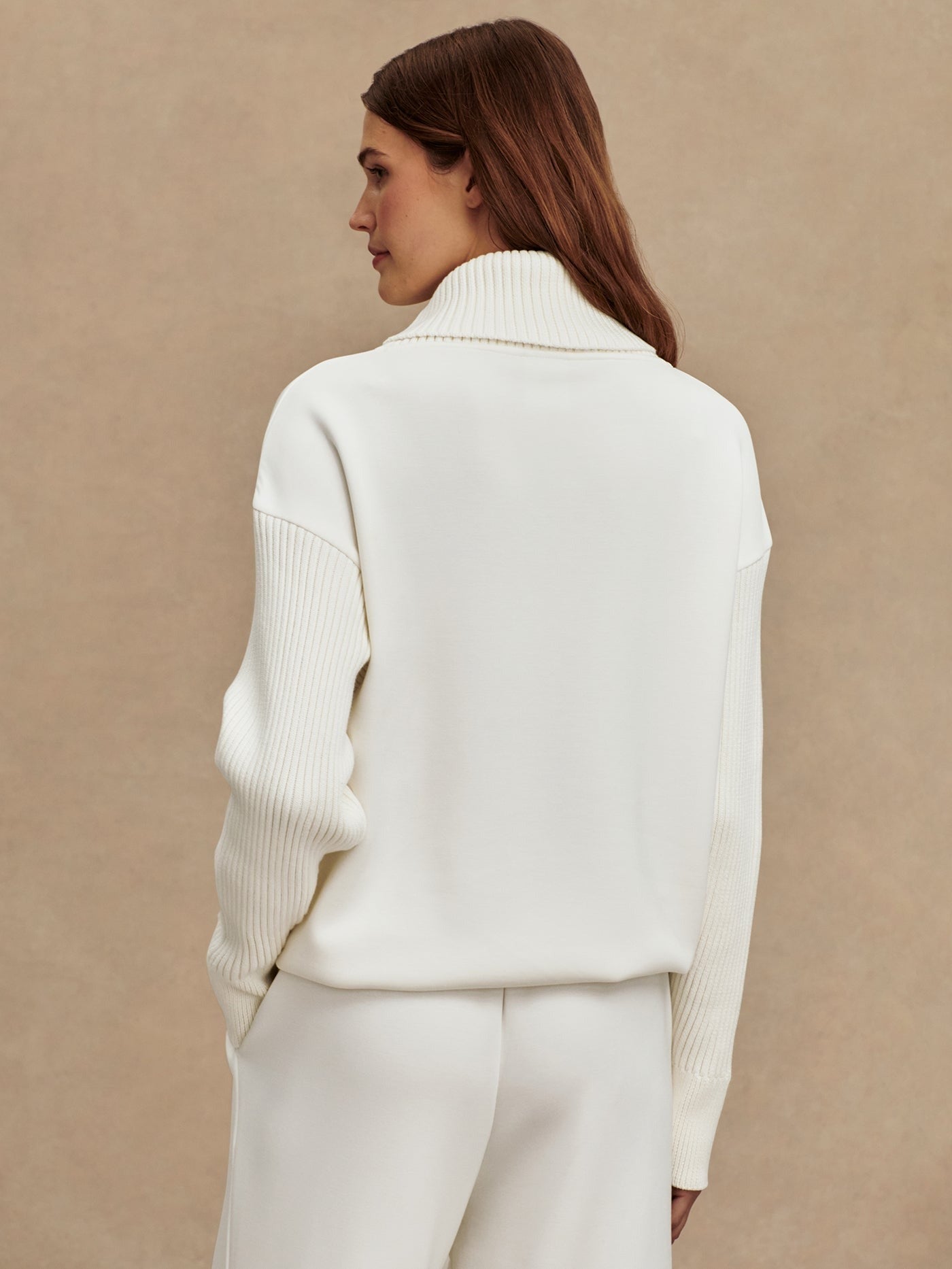 Varley Hannah Cowl Neck Sweat in Egret