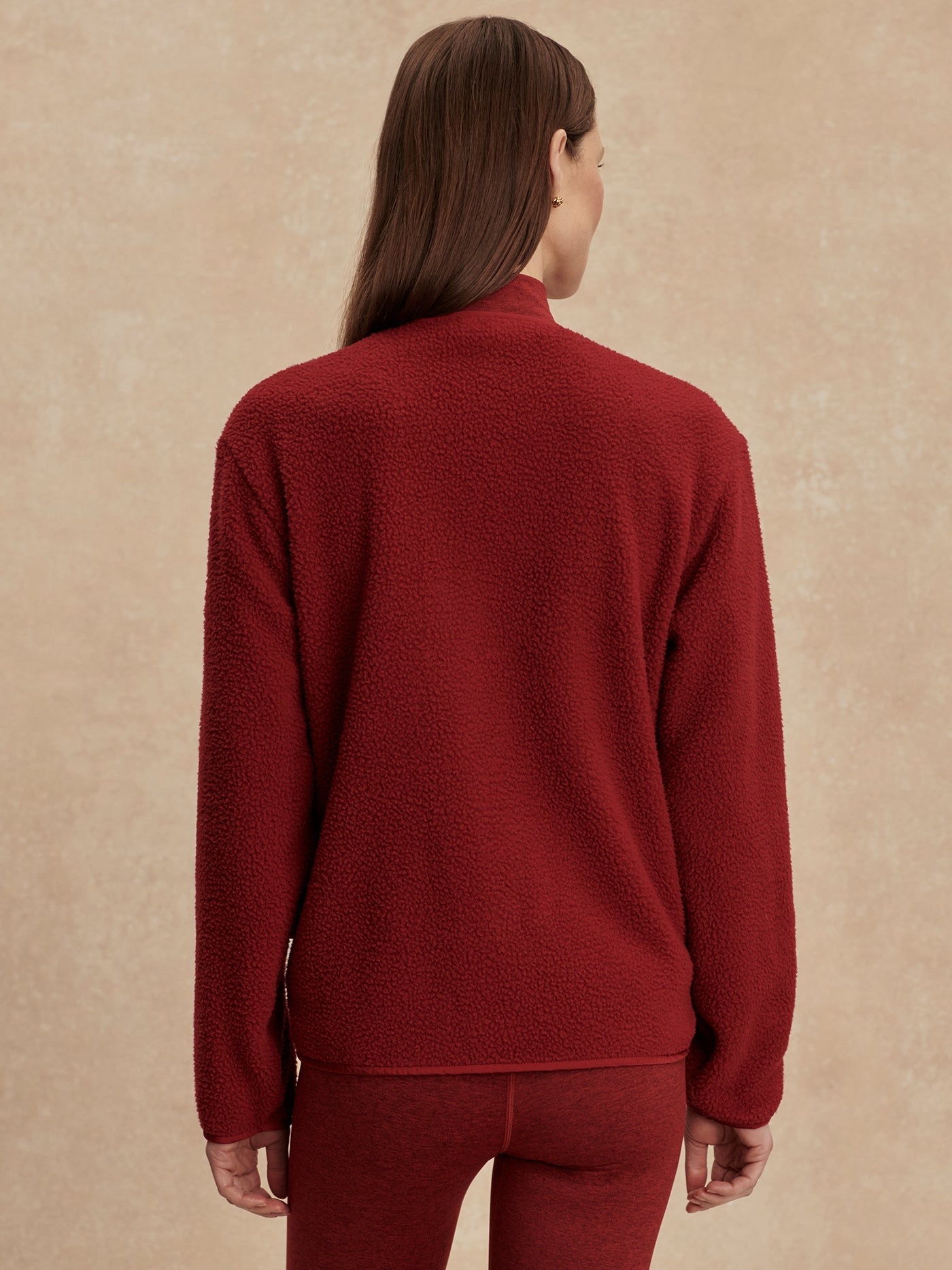 Varley Marina Collarless Fleece in Red Dahlia