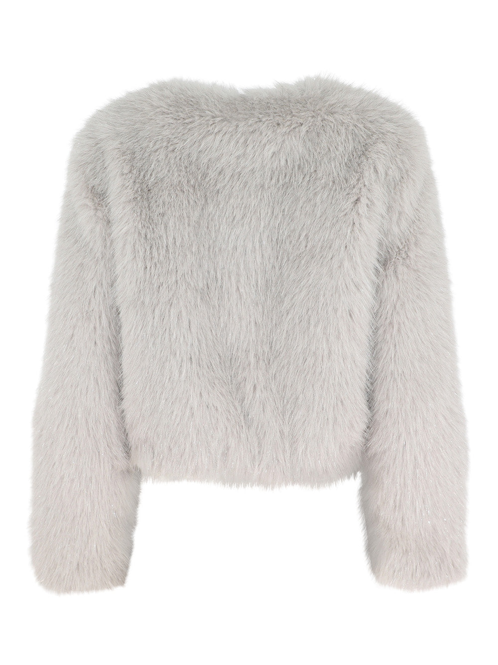 Apparis Uma Tinsel Cropped Coat in Silver