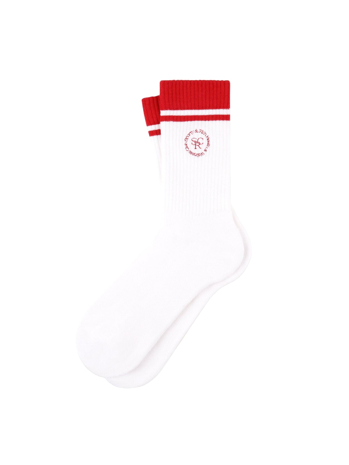 Sporty & Rich SRHWC Socks in White/Ruby