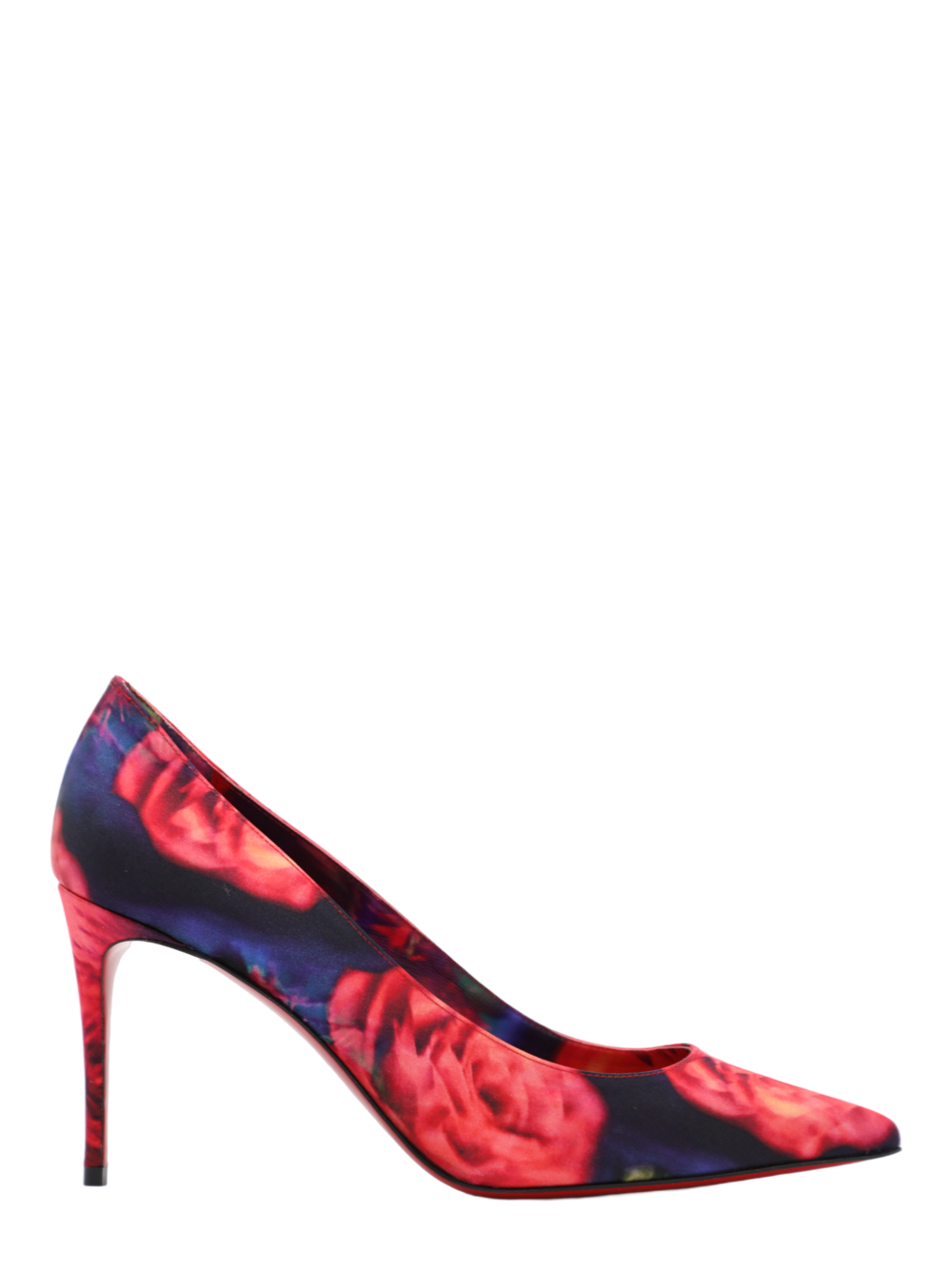Christian Louboutin Kate 85 Crepe Satin Pump in Roses Multi In-Store Only