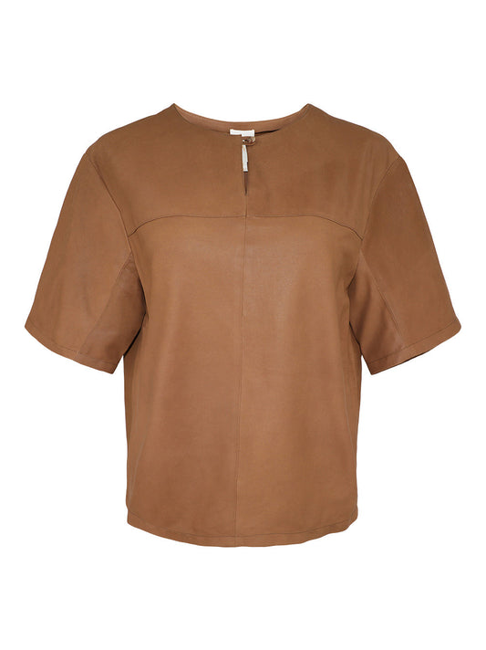 TWP Paper Suede T-Shirt in Cigar