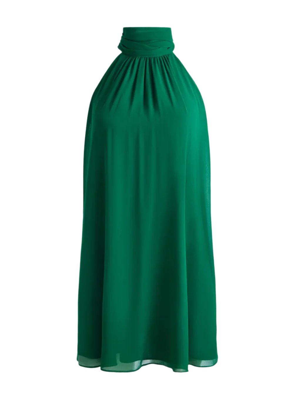 Alice + Olivia Corine Halter Tie Neck Trapeze Mini Dress in Forest Green