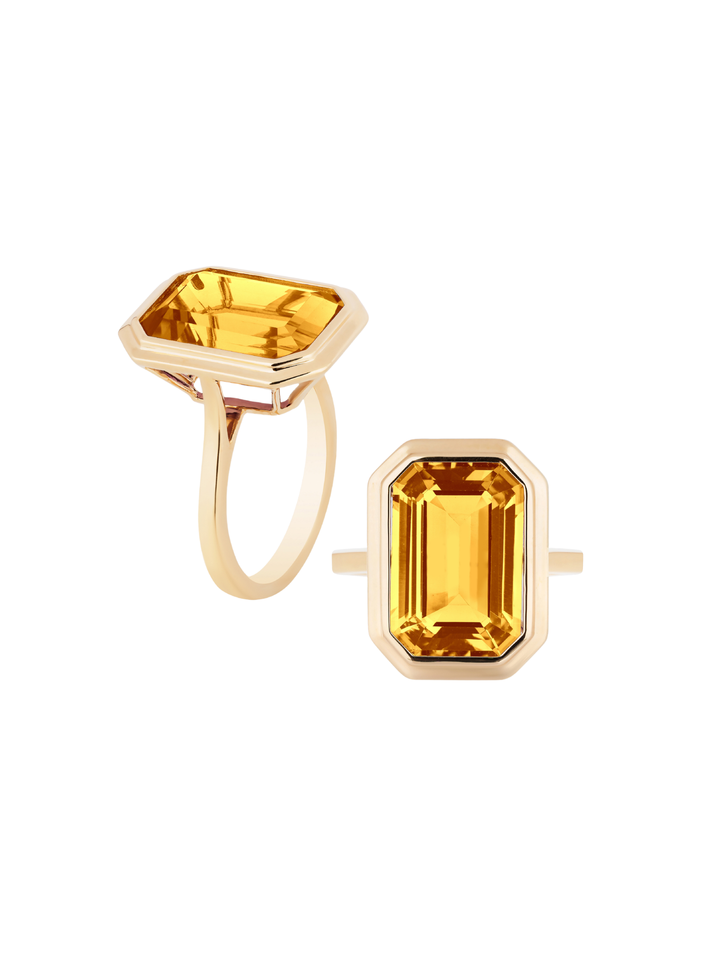 Goshwara The Manhattan Collection Emerald Cut Bezel Set Ring in Citrine