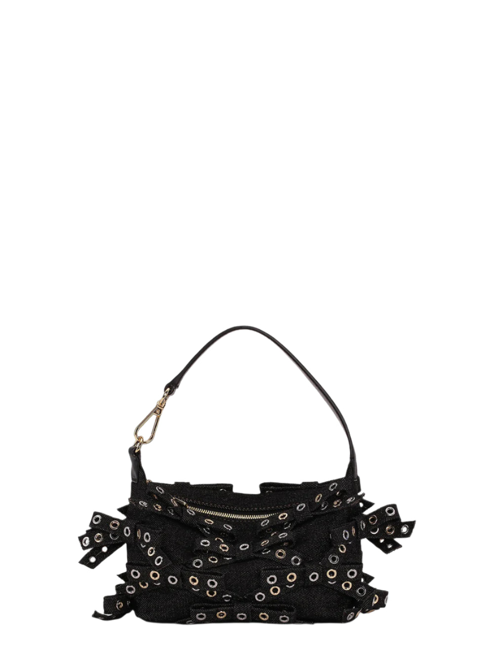 Ganni Black Denim Small Butterfly Pouch Bow Bag
