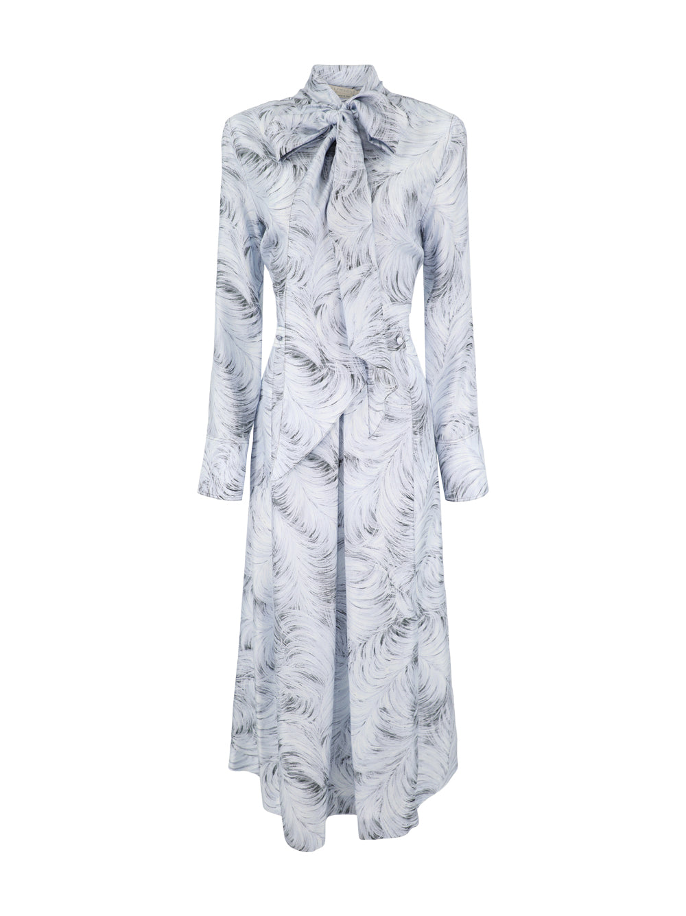 Stella McCartney Feather Print Tie Dress in Cloud