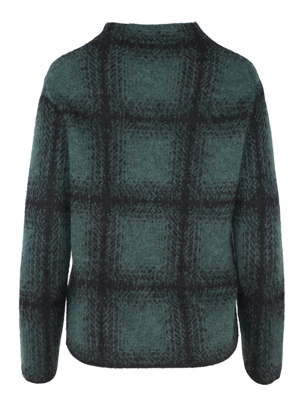 Vince Shadow Plaid Funnel Neck in Juniper Combo
