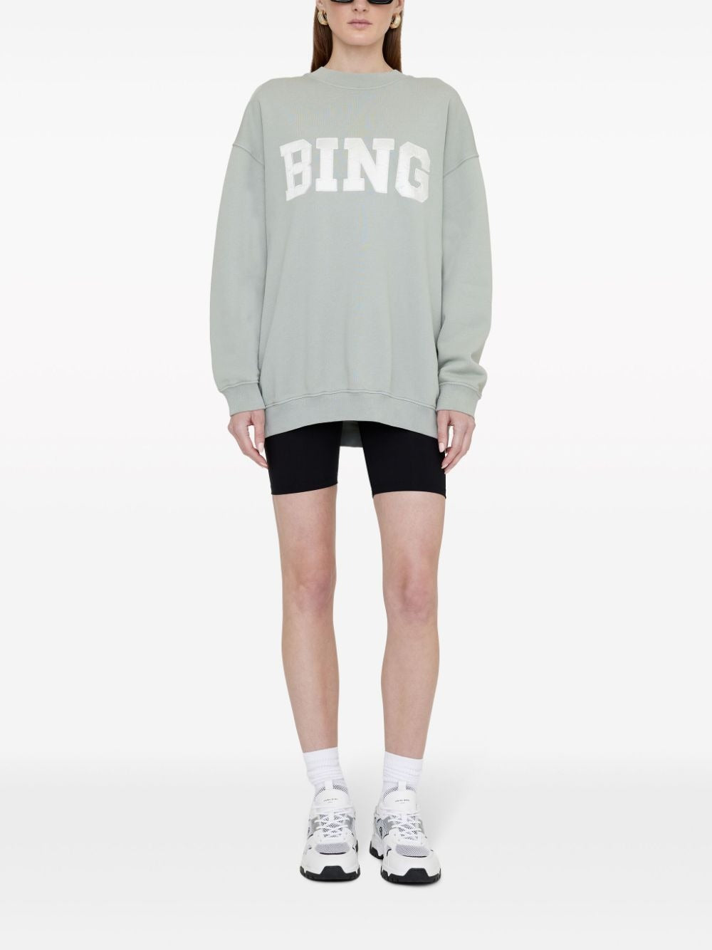 Anine Bing Tyler Sweatshirt Satin Bing in Green