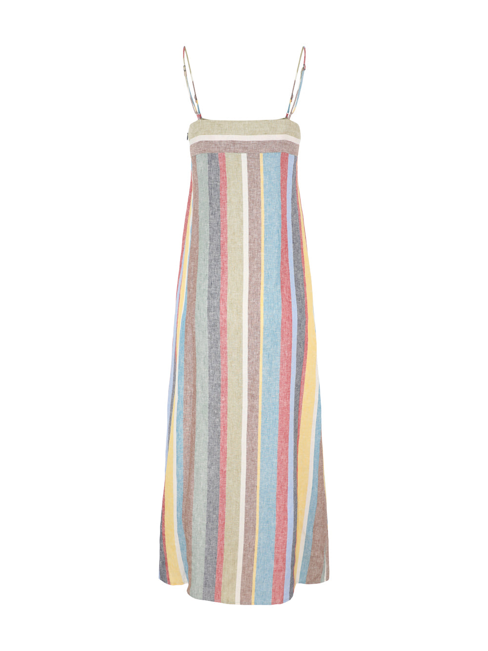Staud Laura Linen Dress in Market Stripe