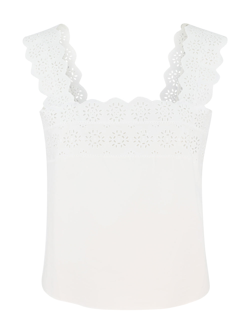 Frame Eyelet Tank in White