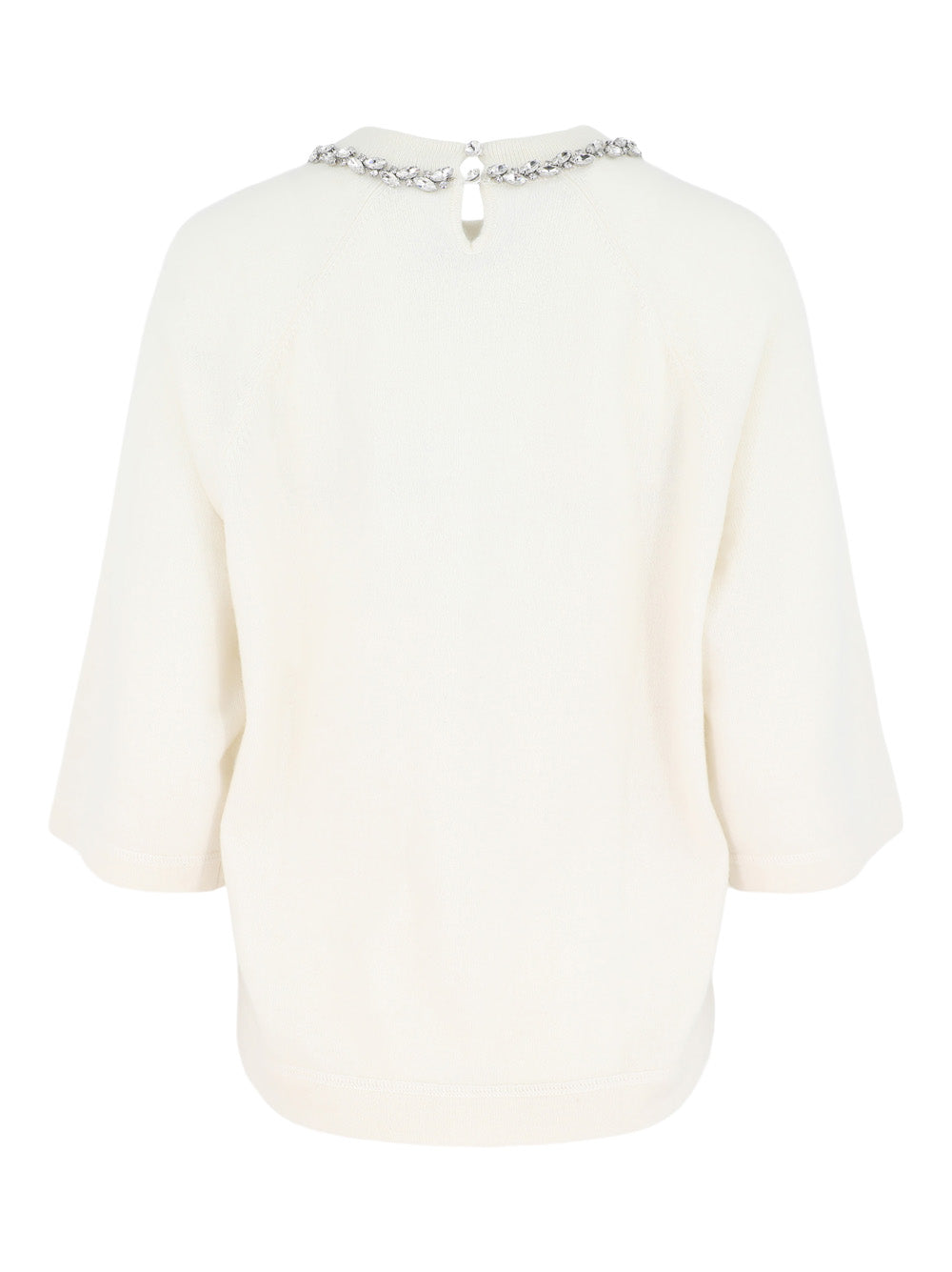 Autumn Cashmere Oversized Tee w/ Rhinestone Trim in Chalk