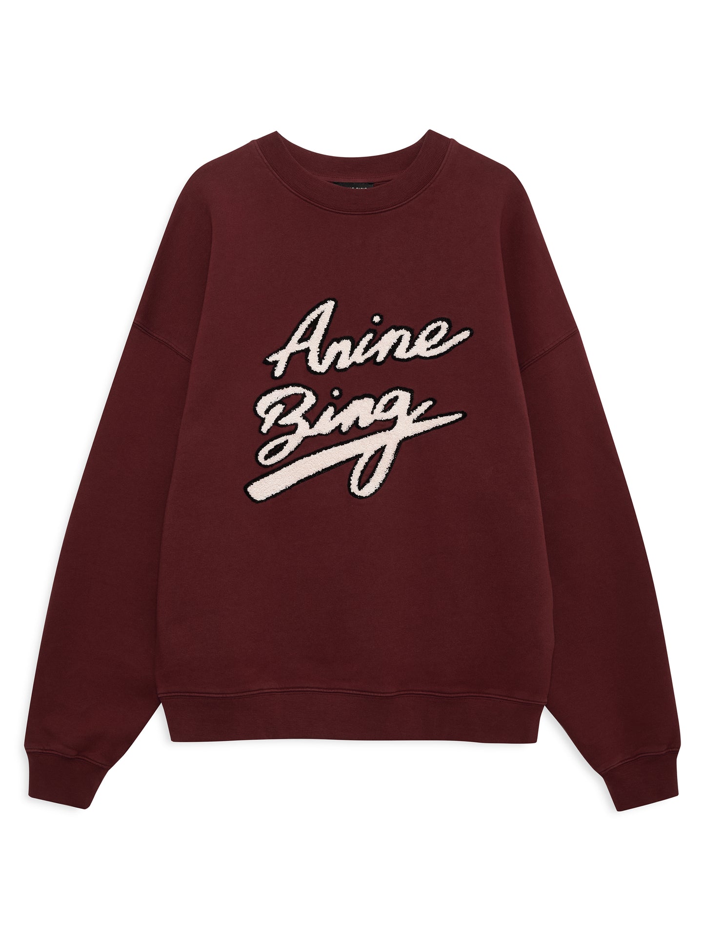 Anine Bing Miles Chenille Signature Sweatshirt in Burgundy