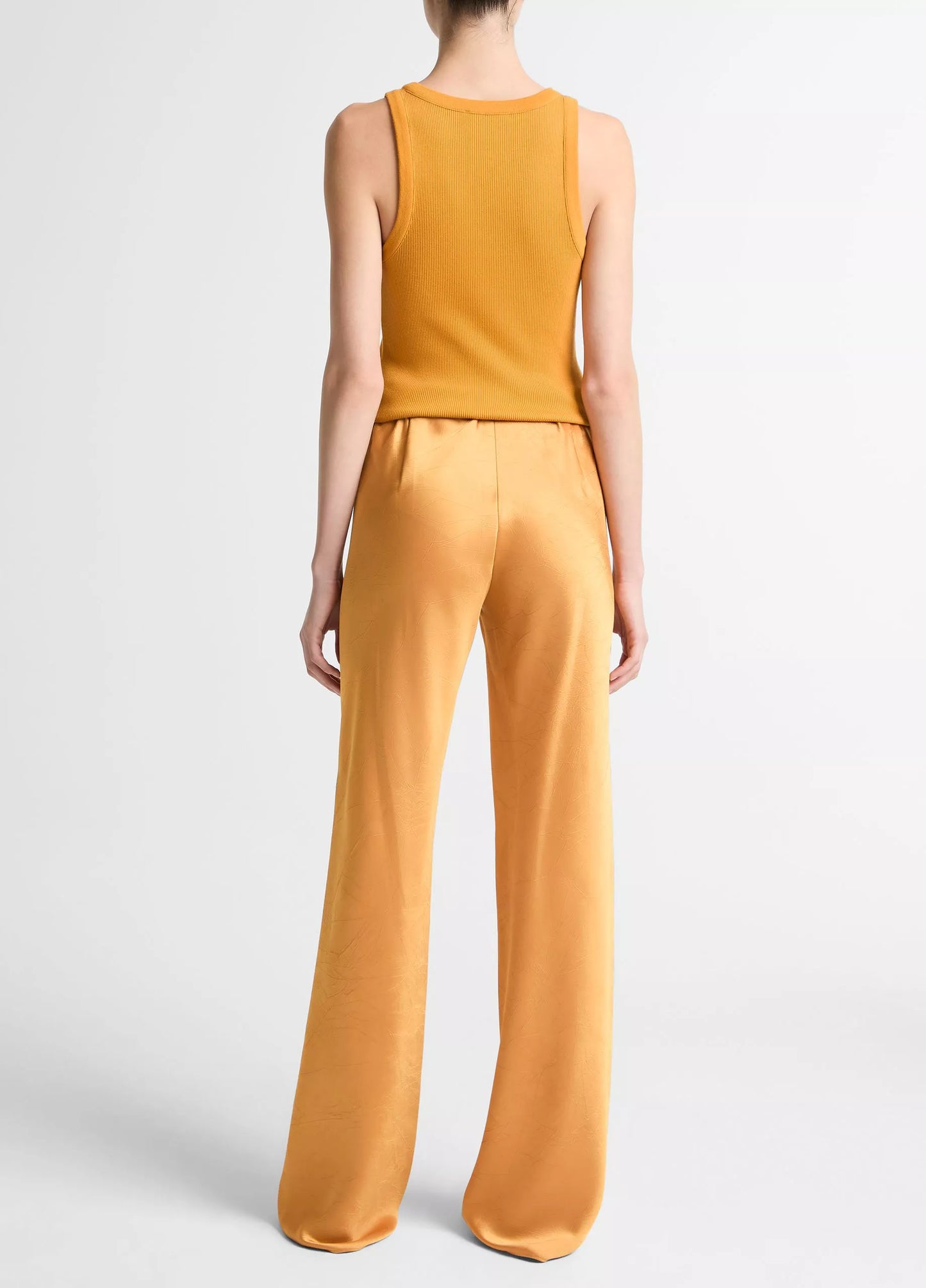 Vince Colette High-Rise Crushed Satin Bias Pant in Clementine