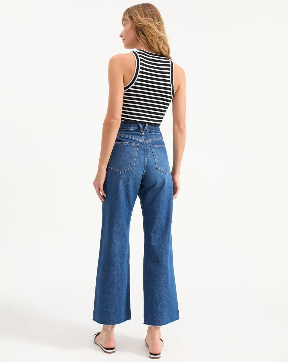Veronica Beard Taylor Cropped High Rise Jeans in Bright Blue