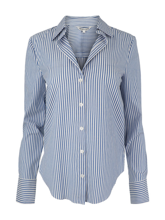 Veronica Beard Amelia Button-Down Shirt in Blue/White Stripe