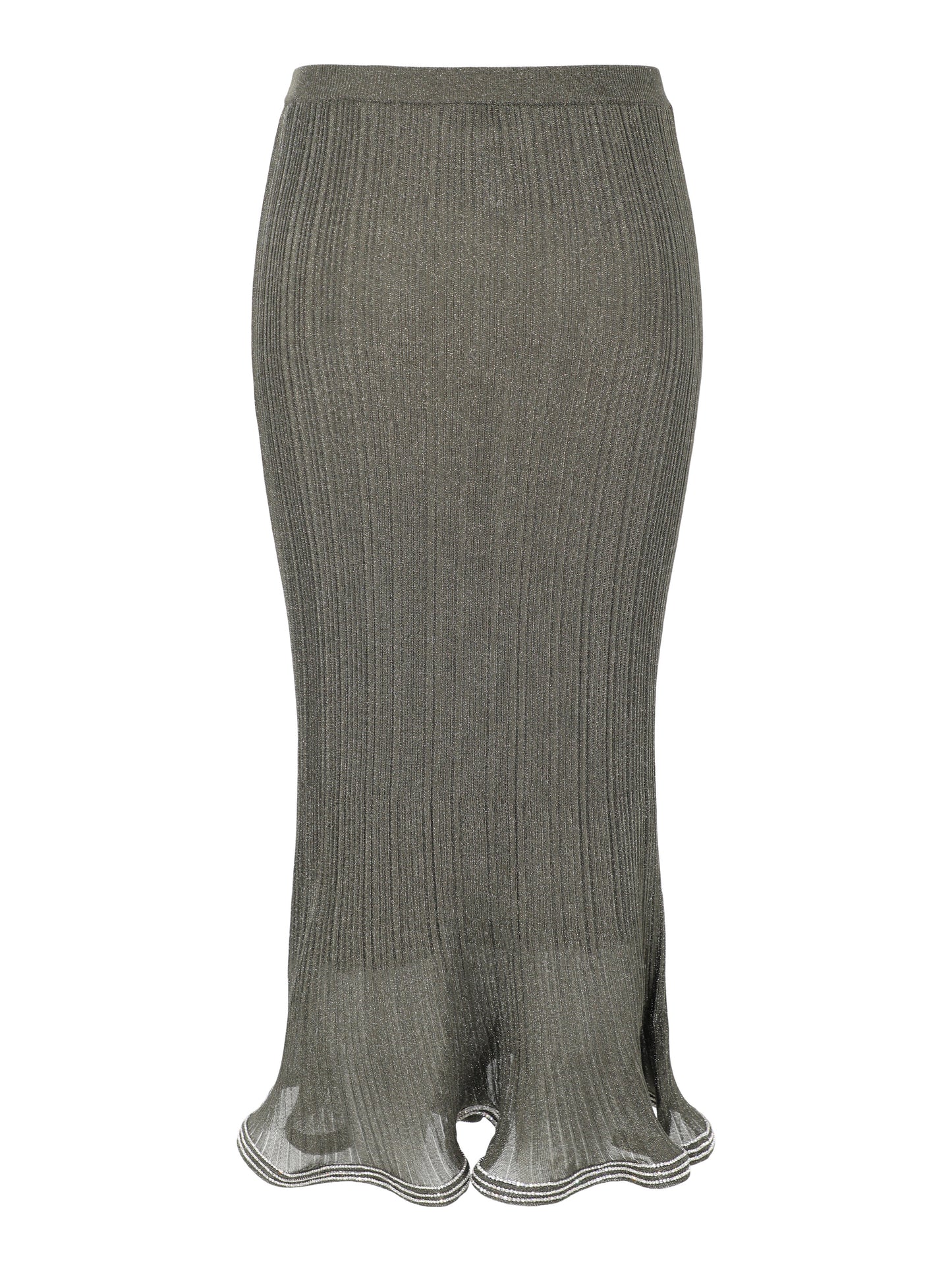 Simkhai Brighton Metallic Plissé Midi Skirt oin Gunmetal Silver