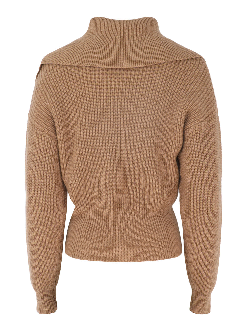 Autumn Cashmere Long Sleeve Shaker With Collar in Camel