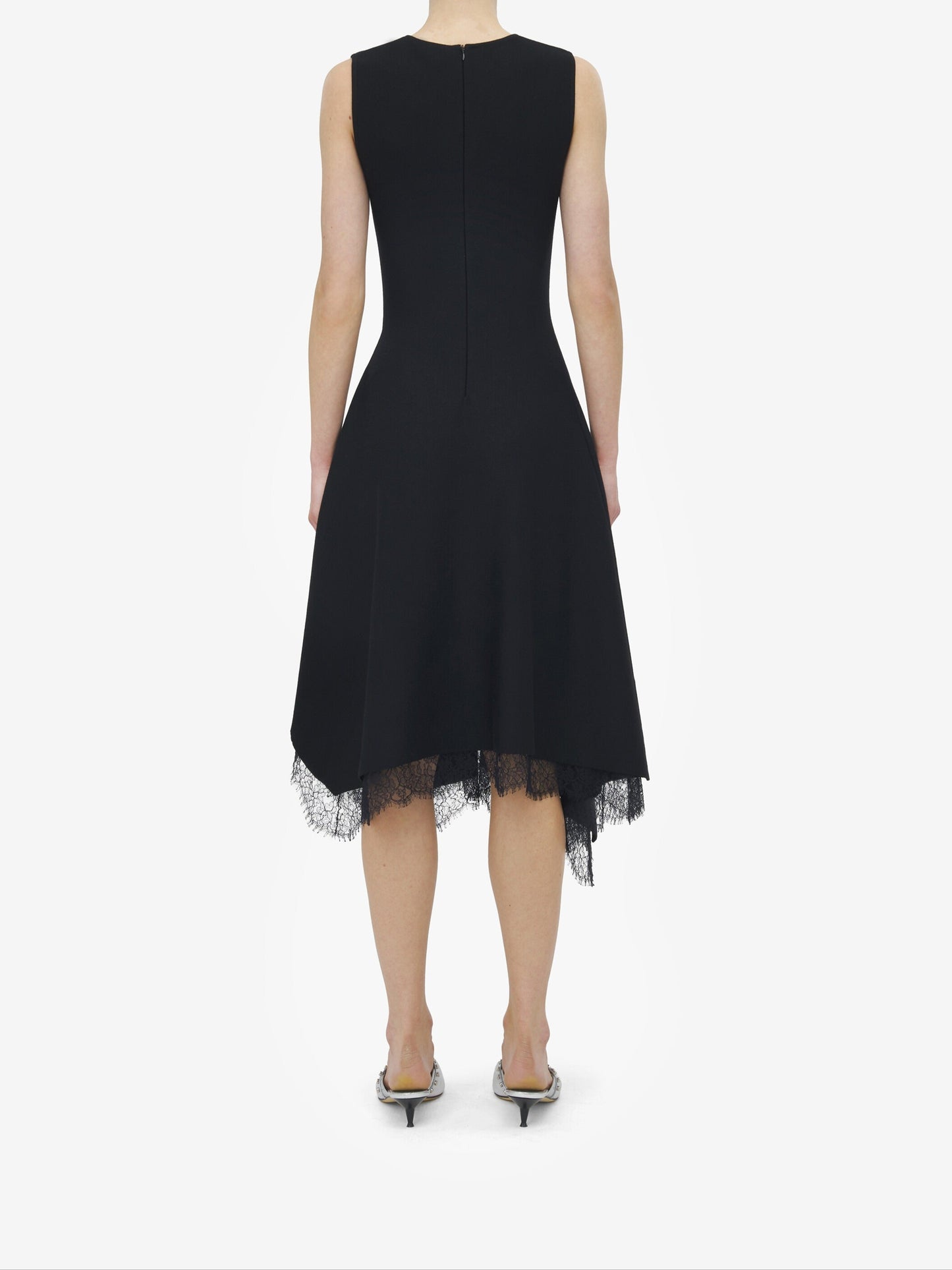 Alexander McQueen Lace Asymmetric Dress in Black