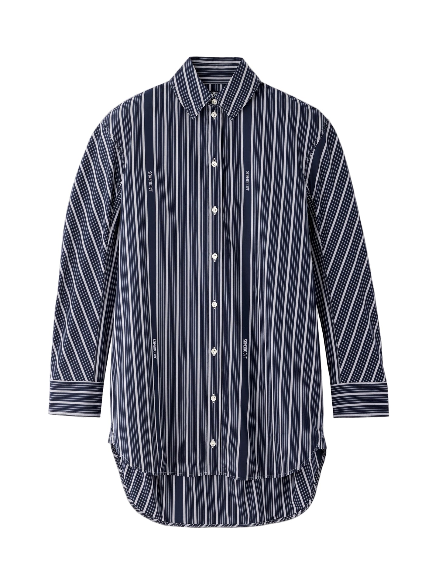 Jacquemus The Ovalo Shirt in Business Logo Stripes Navy