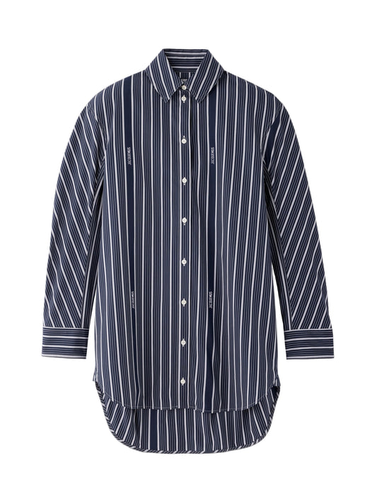 Jacquemus The Ovalo Shirt in Business Logo Stripes Navy
