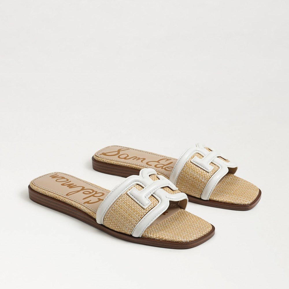 Sam Edelman Irina Flat Sandal Bright White/Bleached Beechwood