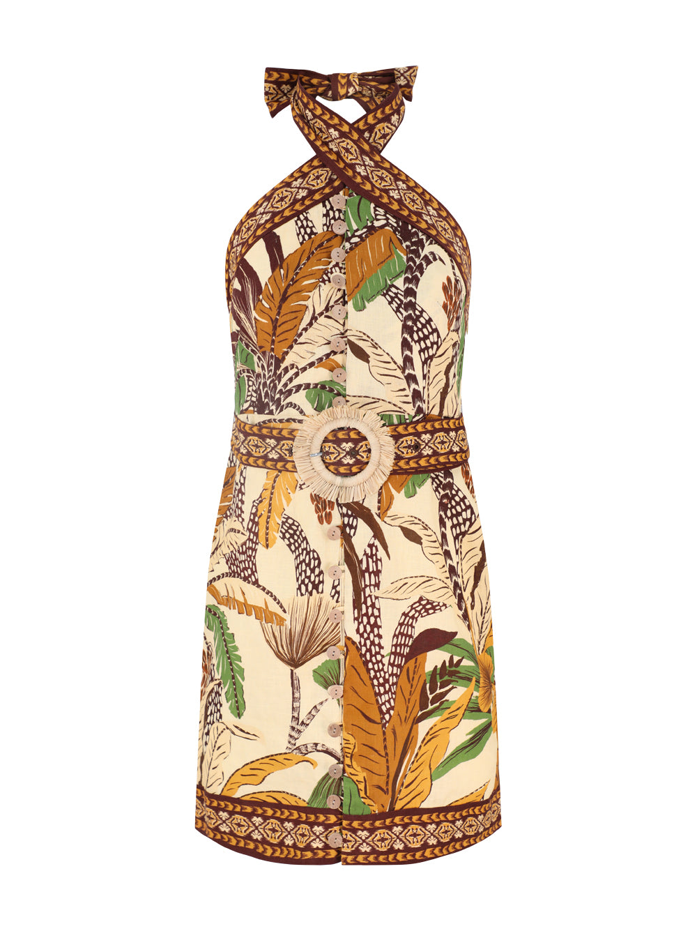 Farm Rio Mini Dress in Foliage Sketch Sand  Leigh's of Breton Village