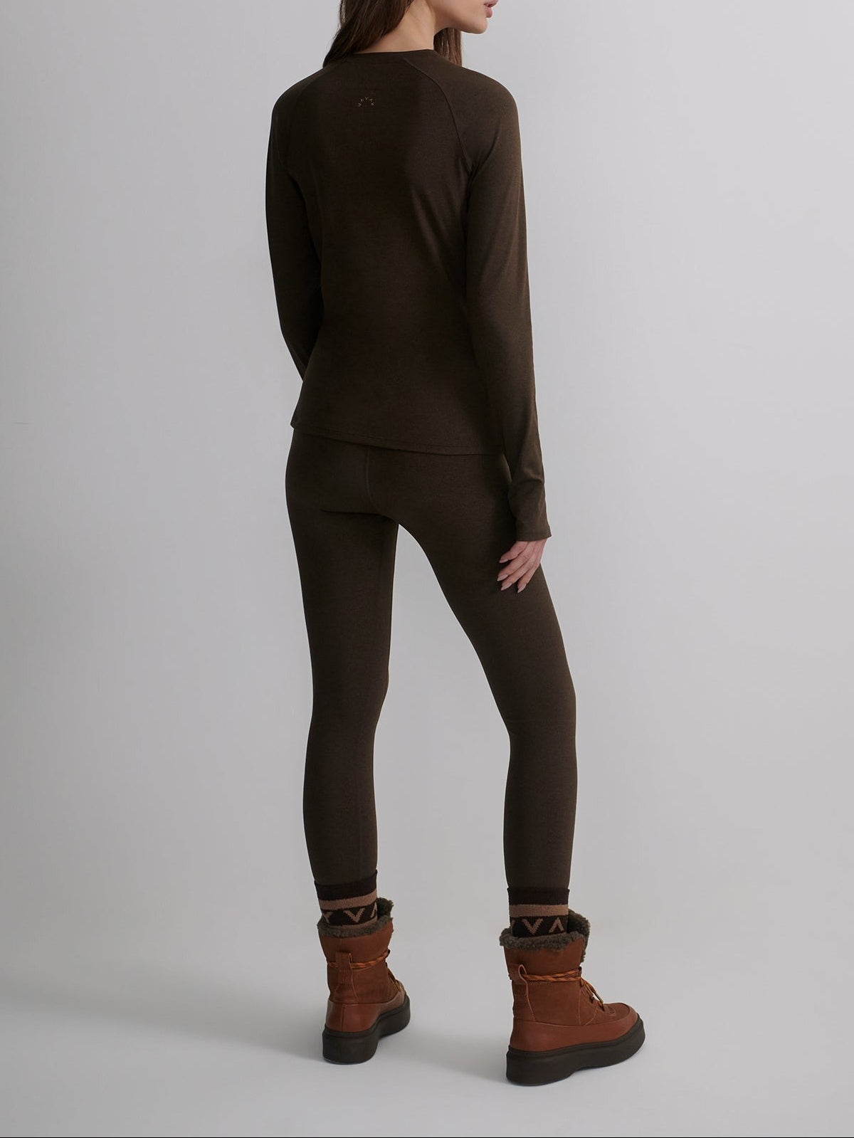 Varley Always Warm Legging Base Layer in Deep Chocolate Marl